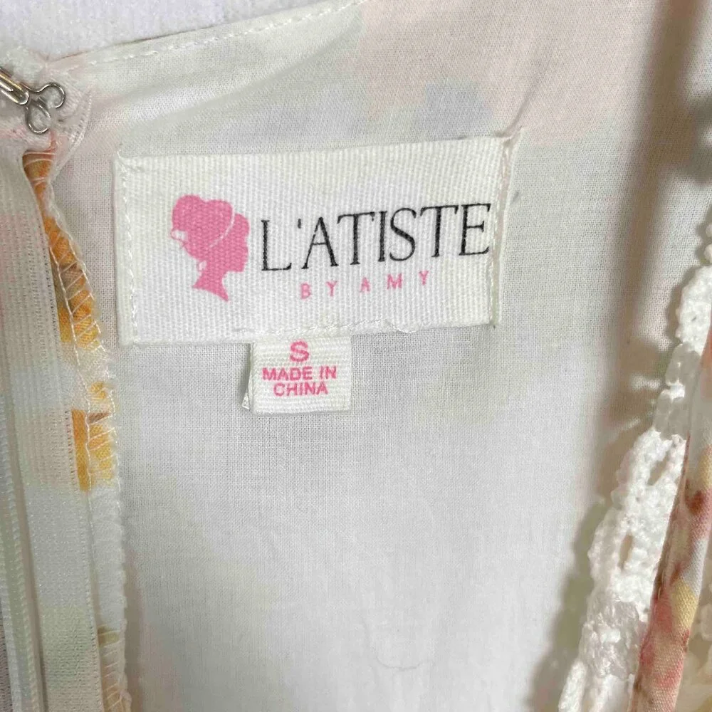 L'ATISTE Pastel Floral Lace-Trim Mini Dress - Picture 3 of 9